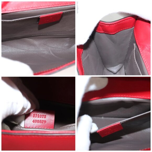 GUCCI Chain Shoulder Bag Leather Red Gold 572375 Auth 118122 - Picture 15 of 16